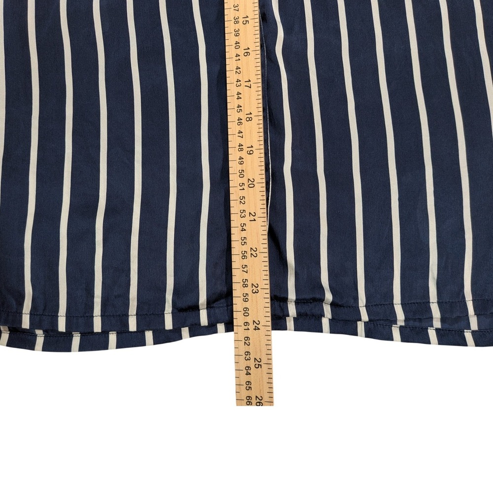 Eberjey 100% Silk Pajama Set Womens XS Navy White Stripe Long Sleeve PJ - Picture 4 of 13